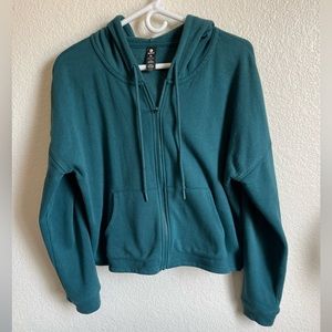 90 Degree hoodie pockets side slits straight hem